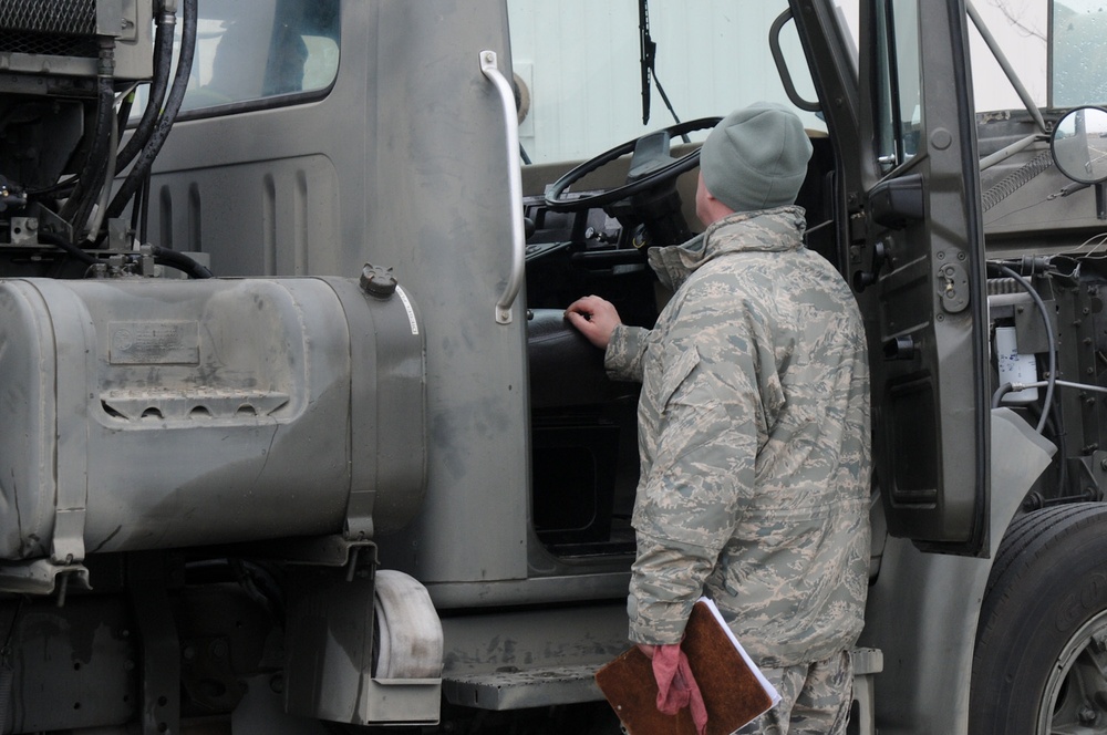 102nd Logistics Readiness Squadron conduct inspections on 118 vehicles in two days