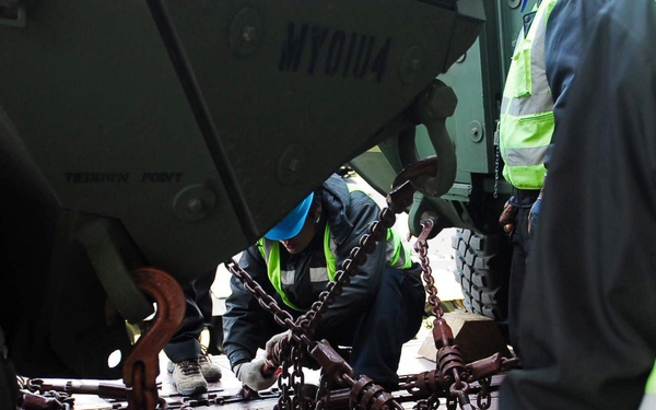 Stryker infantry carrier vehicles arrive in South Korea