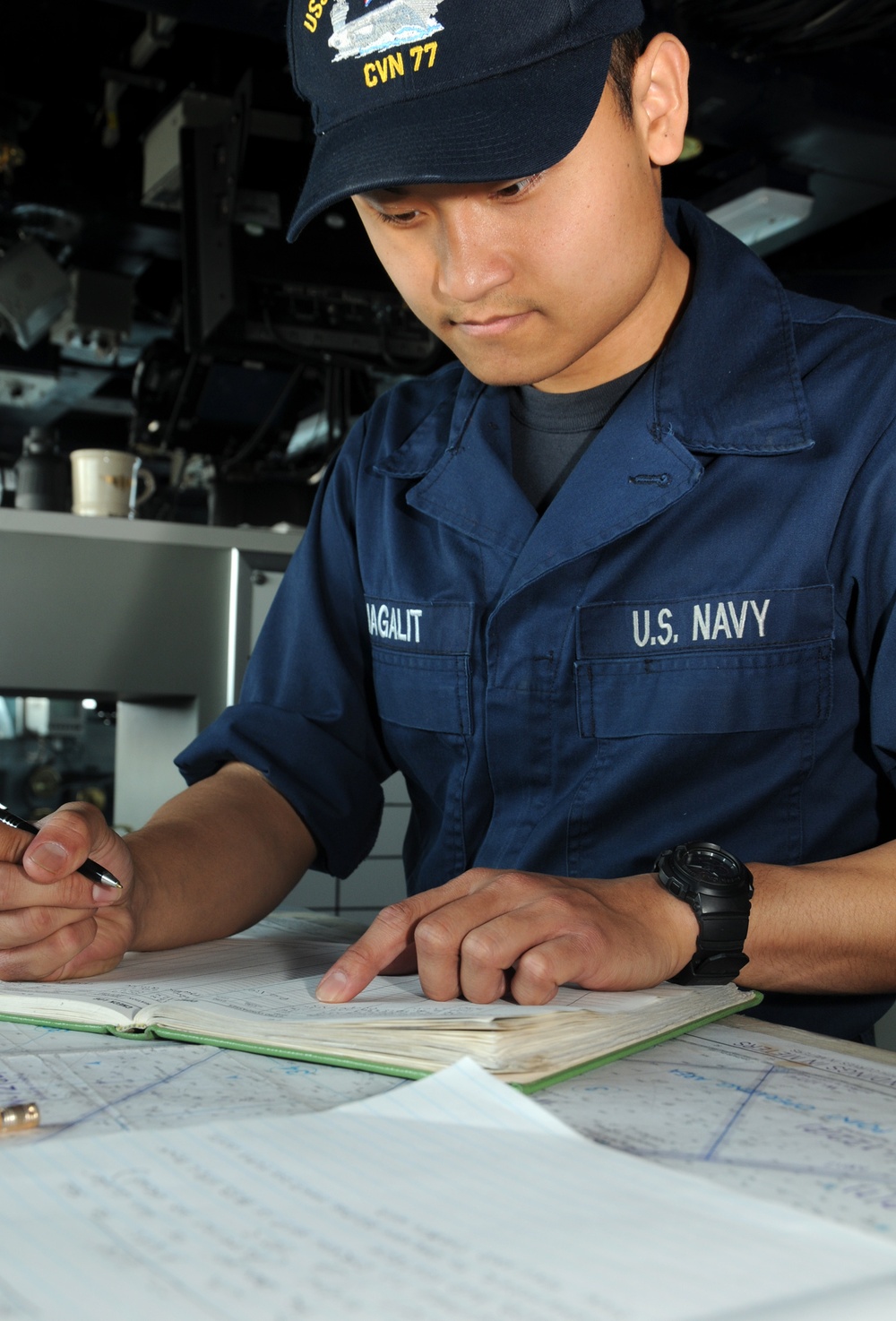 USS George H.W. Bush sailor logs entries