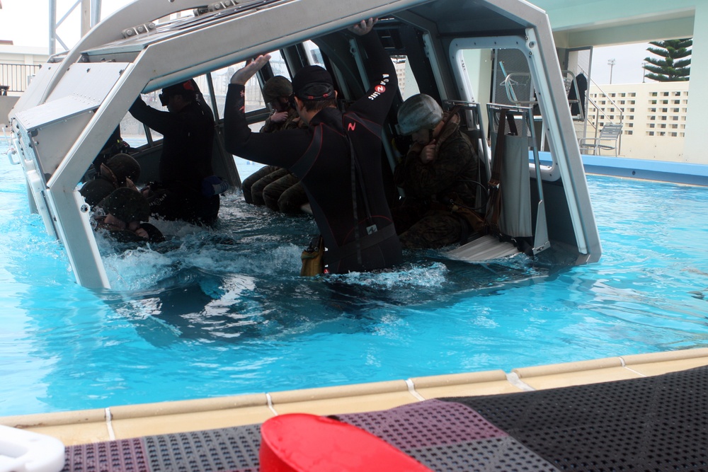 Marines practice using underwater breathing device