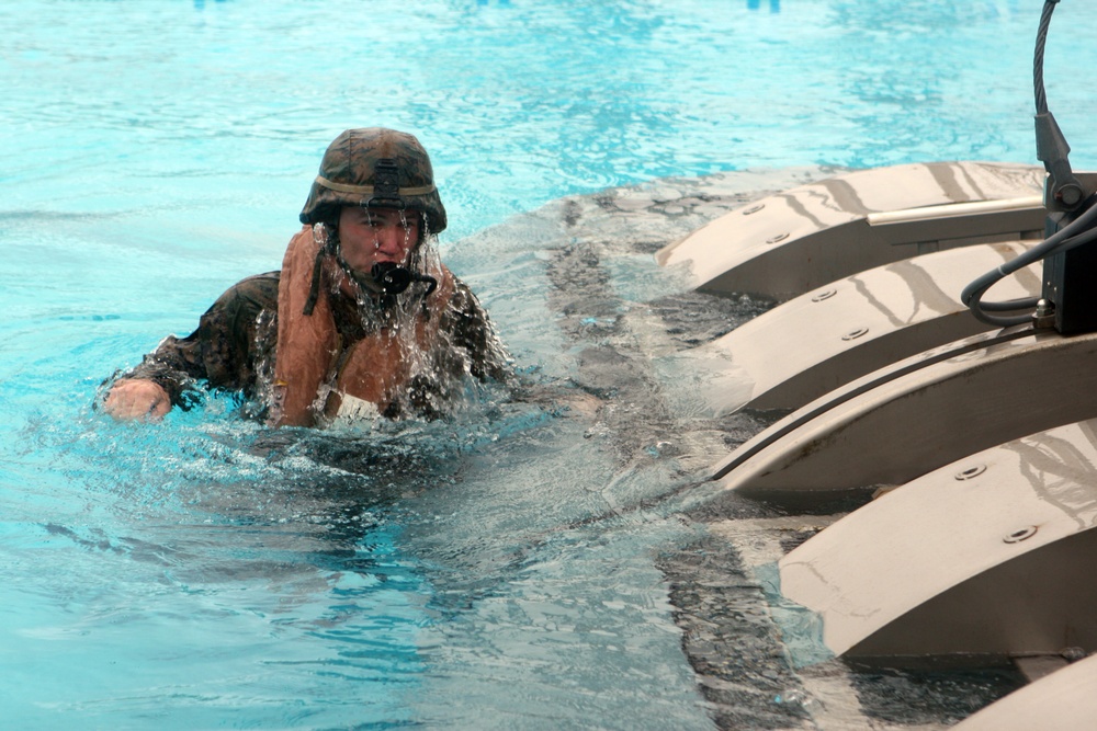 Marines practice using underwater breathing device