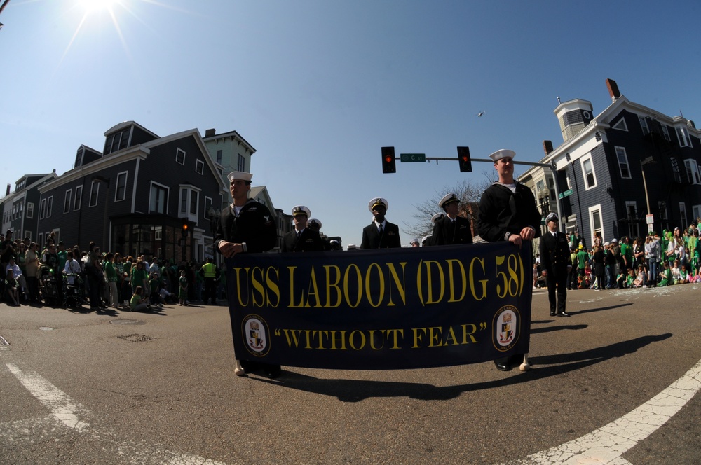 USS Laboon sailors participate in St. Patrick's Day parade