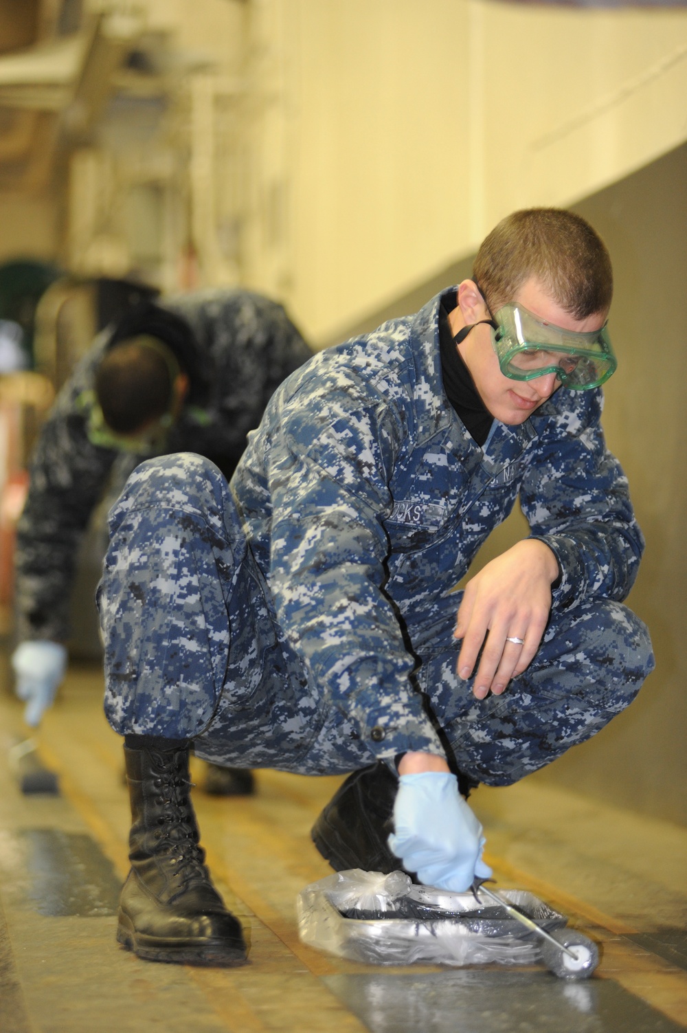 USS Nimitz touches-up the hangar bay