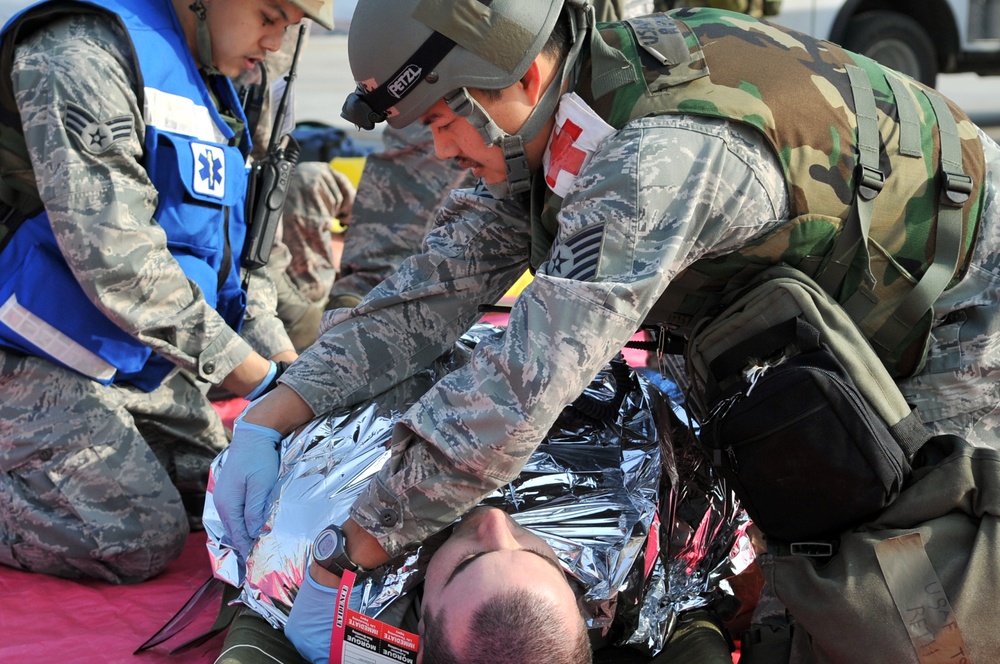 First responders react during exercise