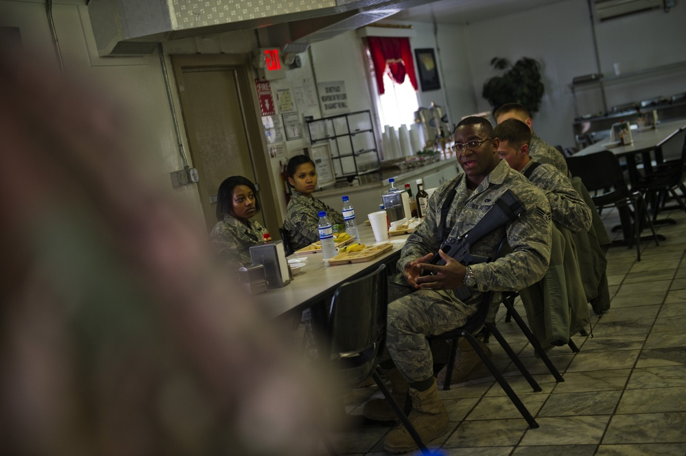 AFCENT command chief visits his airmen