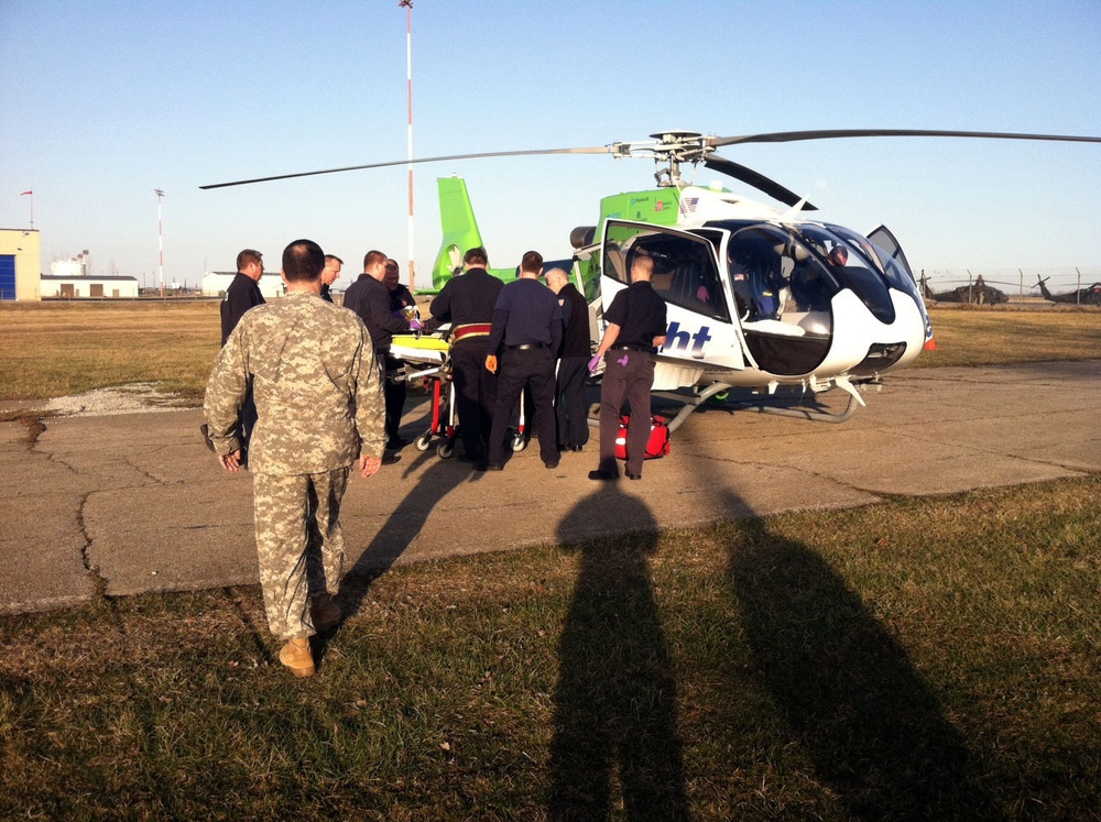 Ohio National Guard soldiers use AED equipment, swift action to save life