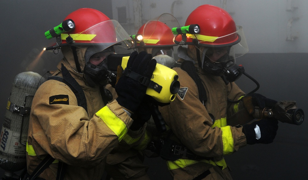 General quarters drill aboard USS Abraham Lincoln