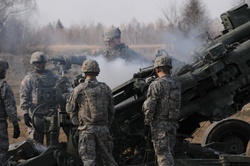 Soldiers from C Company, 1st Platoon, Fires Squadron, 2nd Cavalry Regiment, fire M777 Howitzer [Image 6 of 7]