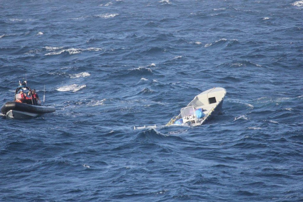 Coast Guard Cutter Confidence on scene with a go-fast vessel in the Caribbean Sea