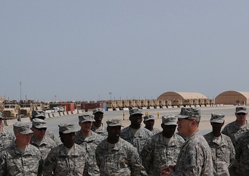 Commander of the North Carolina National Guard visits soldiers of the 113th Sustainment Brigade