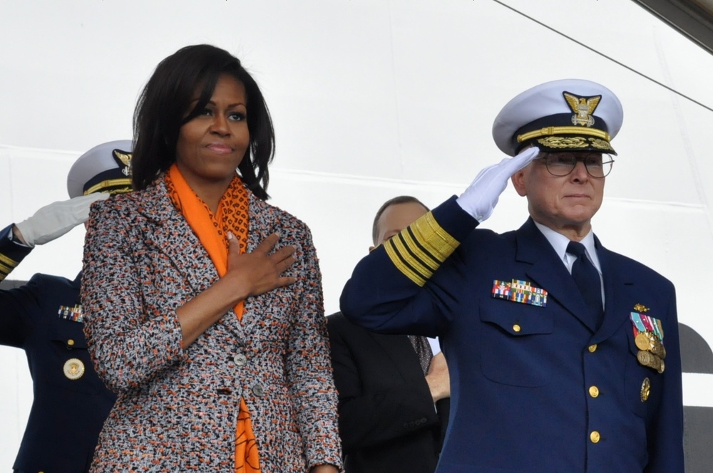 First Lady Michelle Obama sponsors newest Coast Guard cutter