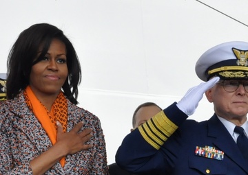 First Lady Michelle Obama sponsors newest Coast Guard cutter
