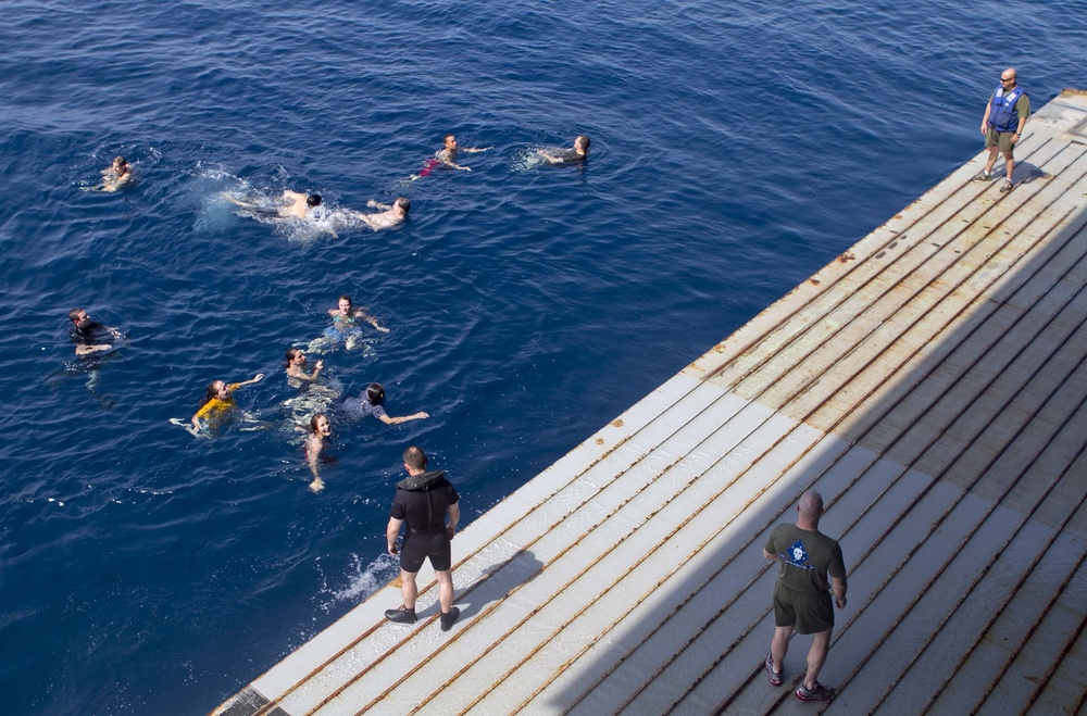 Marines attend swim call aboard USS New Orleans