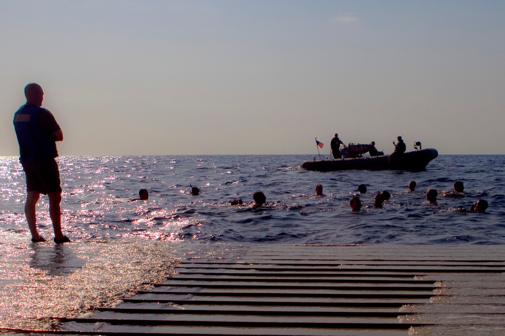 Marines attend swim call aboard USS New Orleans