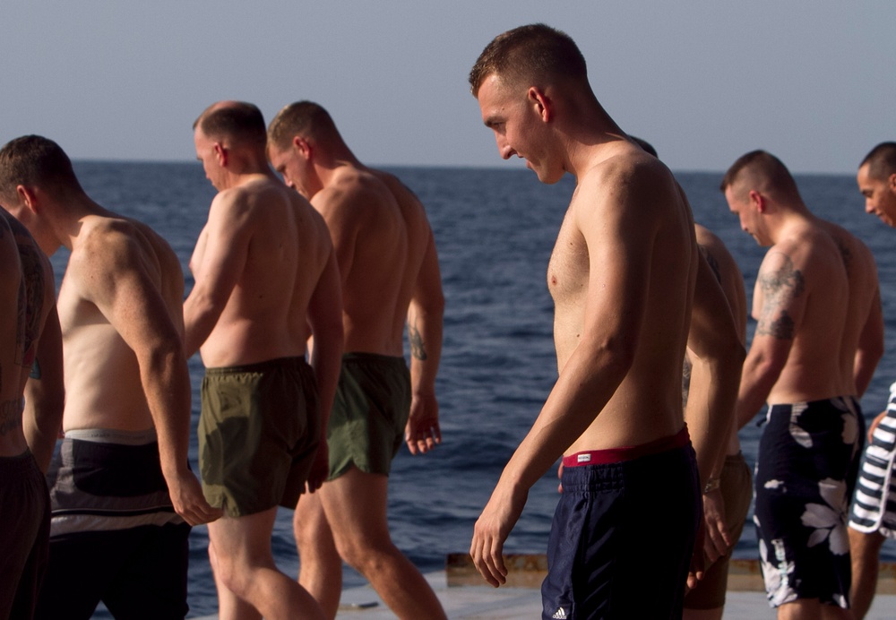 Marines attend swim call aboard USS New Orleans