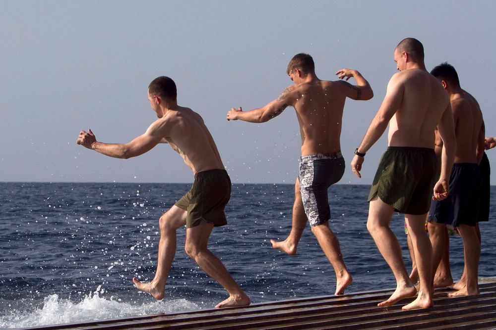 Marines attend swim call aboard USS New Orleans