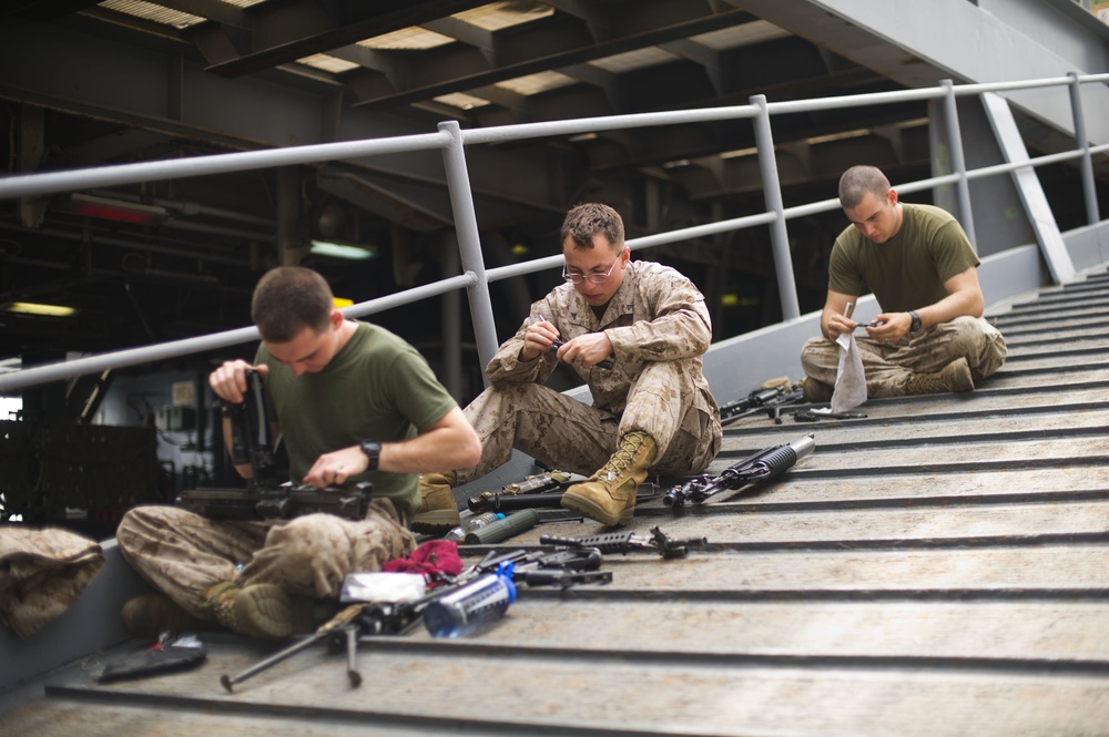 Marines aboard USS Pearl Harbor