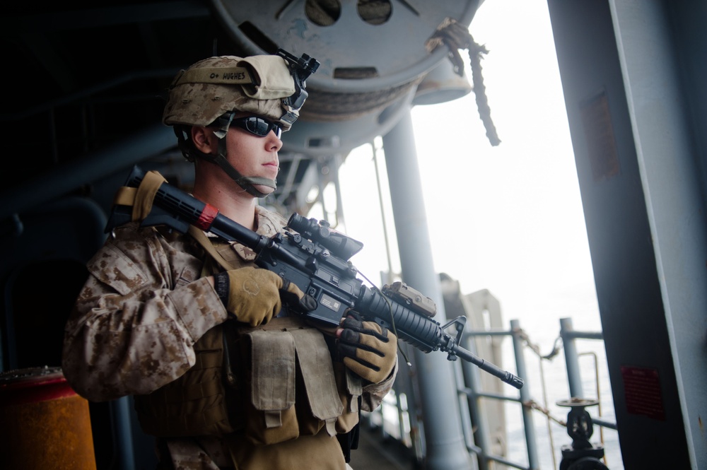 Marines aboard USS Pearl Harbor