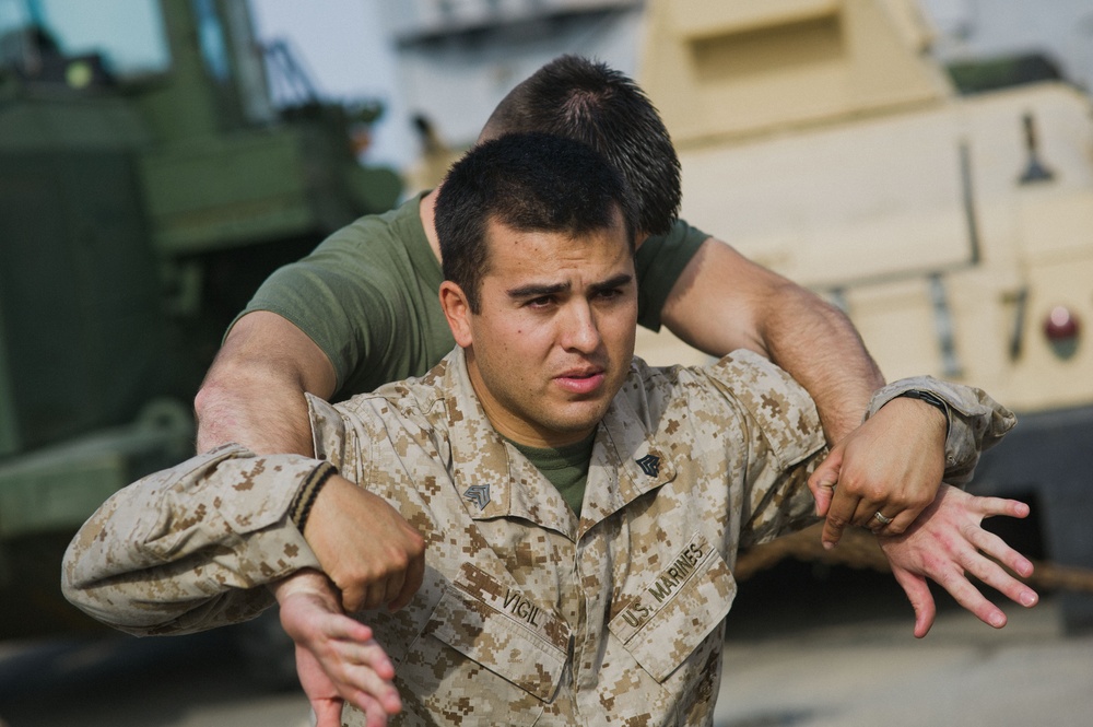 Marines aboard USS Pearl Harbor