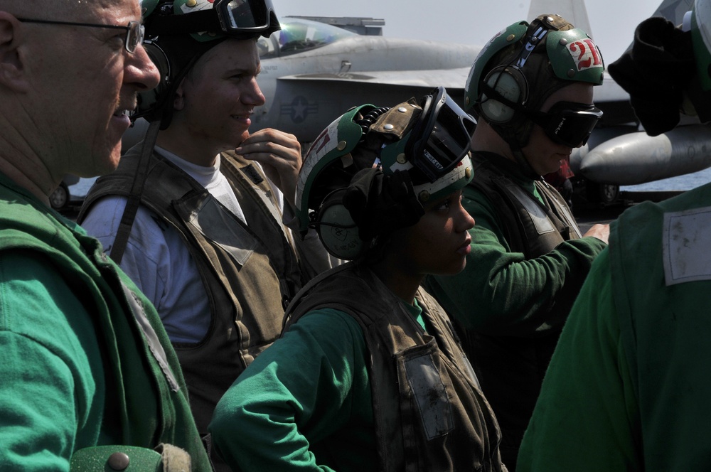 Firefighting drill aboard USS Carl Vinson