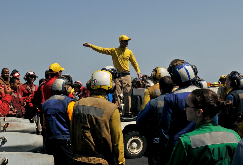 Firefighting drill aboard USS Carl Vinson