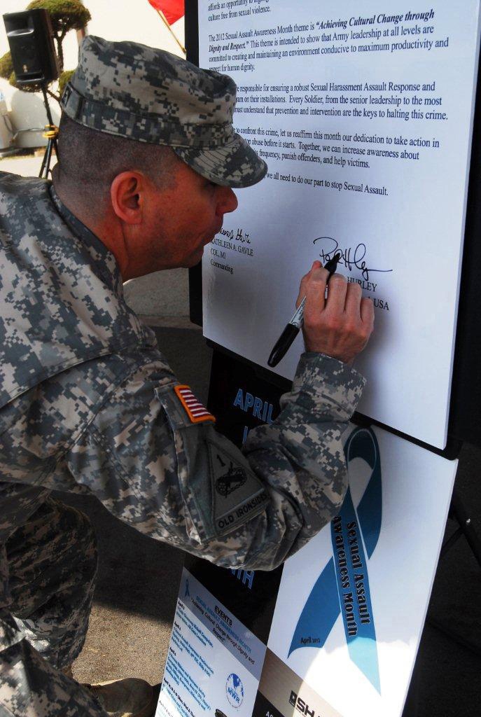 Senior leaders of Area IV sign Sexual Assault Awareness Proclamation