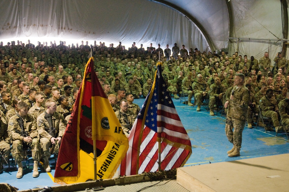 Sgt. Maj. of the Army Chandler addresses troops in Afghanistan