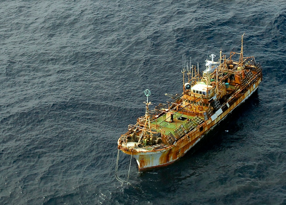 Coast Guard overflight reconfirms position of unmanned Japanese vessel