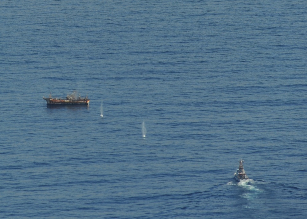 Coast Guard Cutter Anacapa fires at adrift Japanese fishing vessel