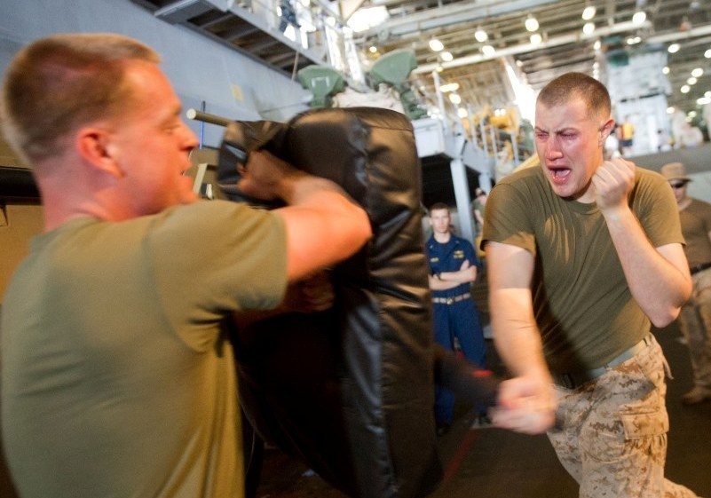 Marines practice non-lethal weapons techniques