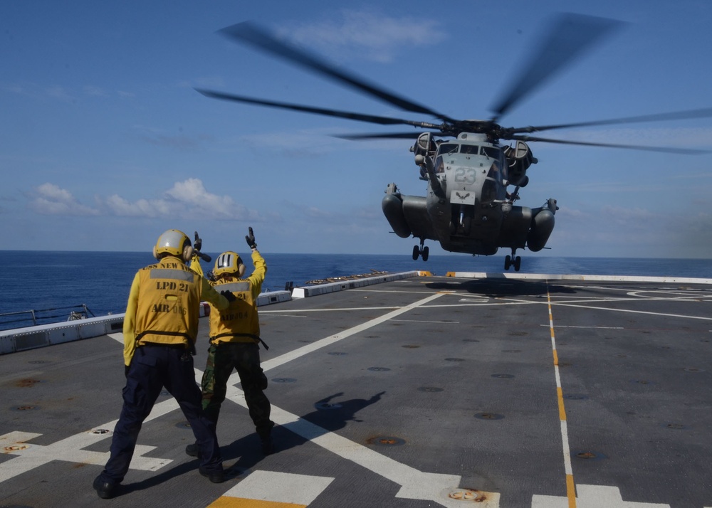 USS New York sailors conduct flight operations