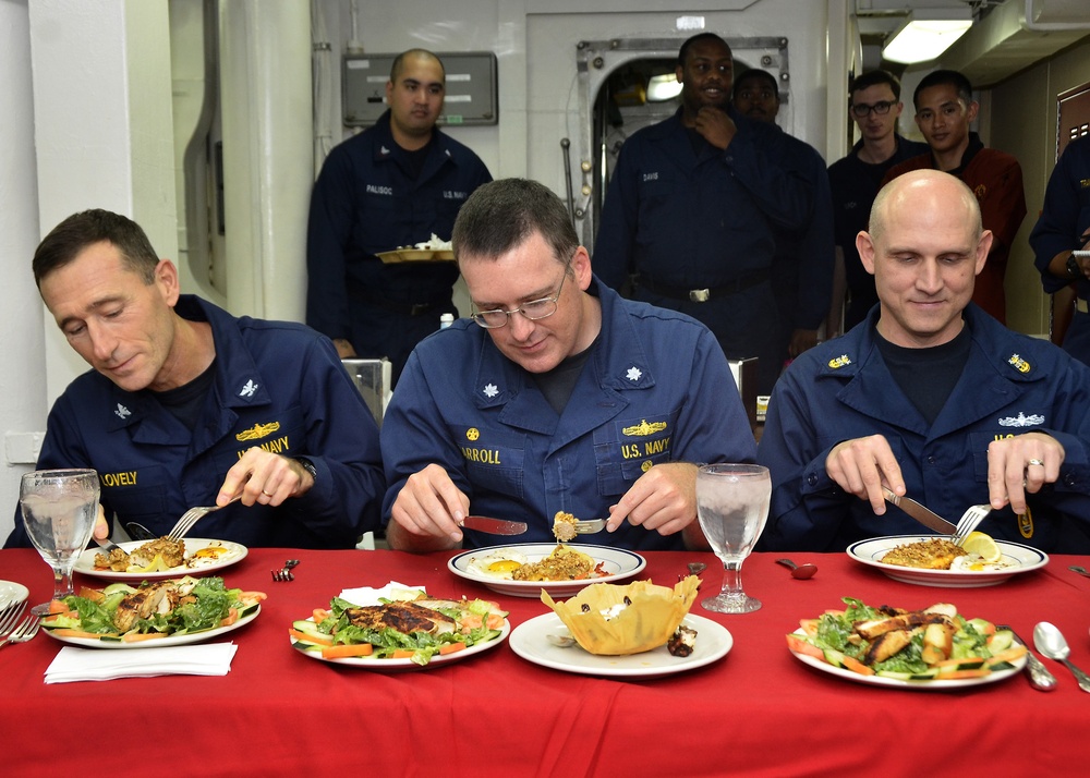 USS Paul Hamilton leaders judge cooking competition