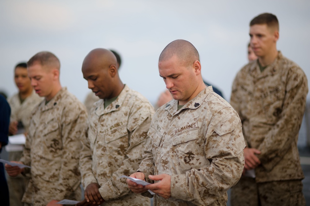 Easter service aboard USS Pearl Harbor