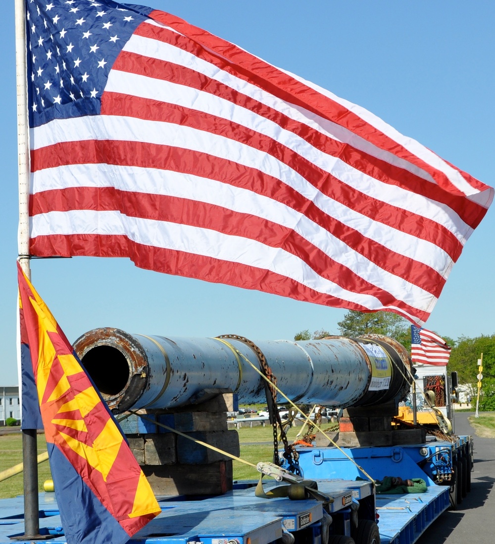 USS Arizona gun barrel displayed in Dahlgren