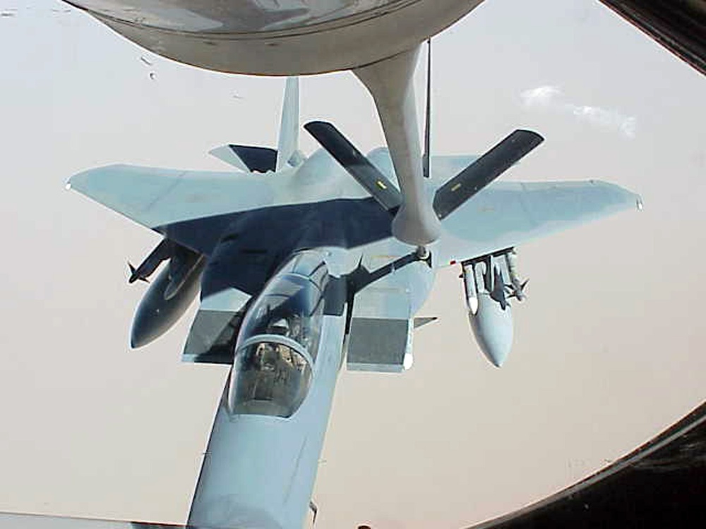 Grand Forks KC-135 refuels F-15 over US on training mission