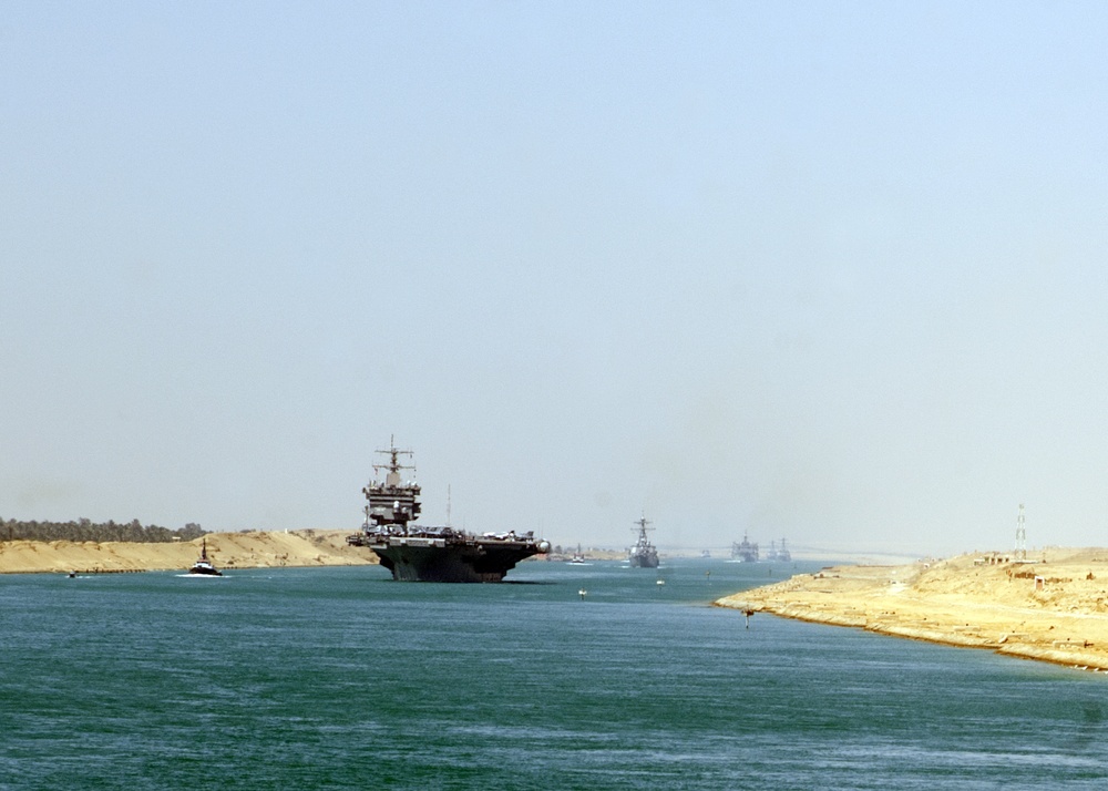 USS Enterprise transits the Suez Canal