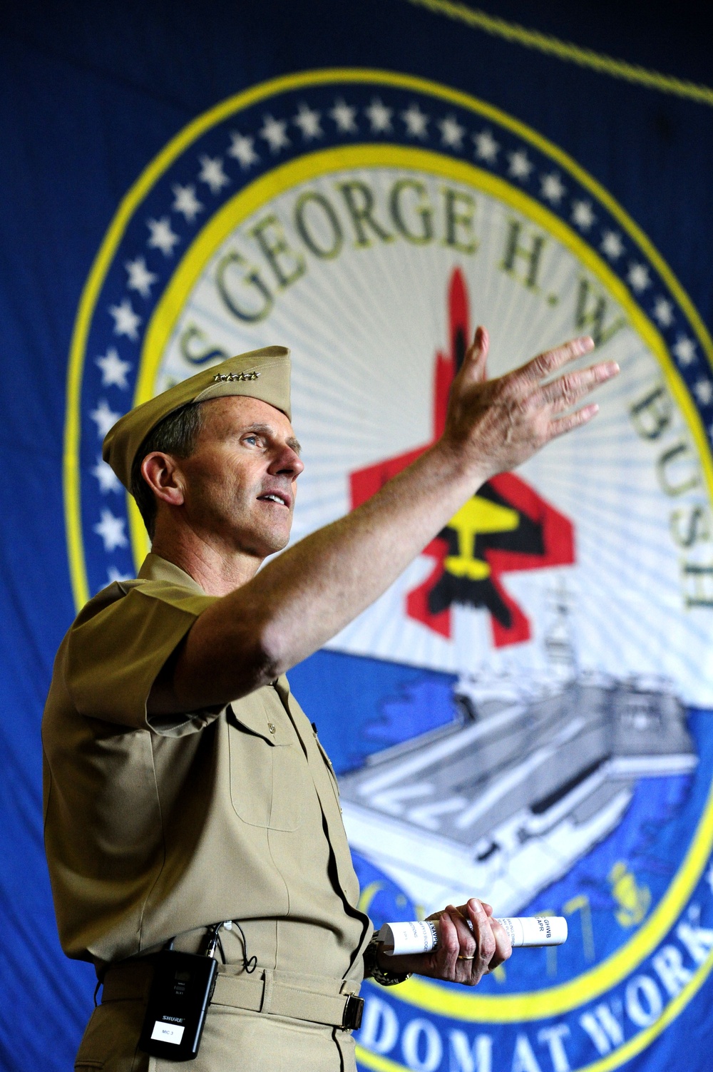 USS George H.W. Bush all-hands call in Norfolk