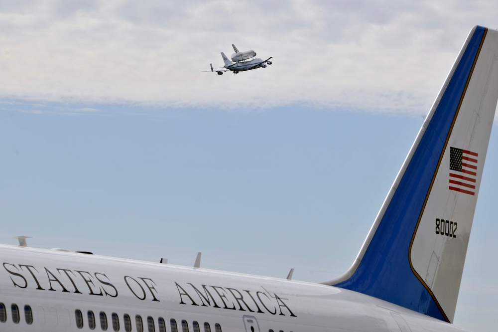 Space shuttle fly by