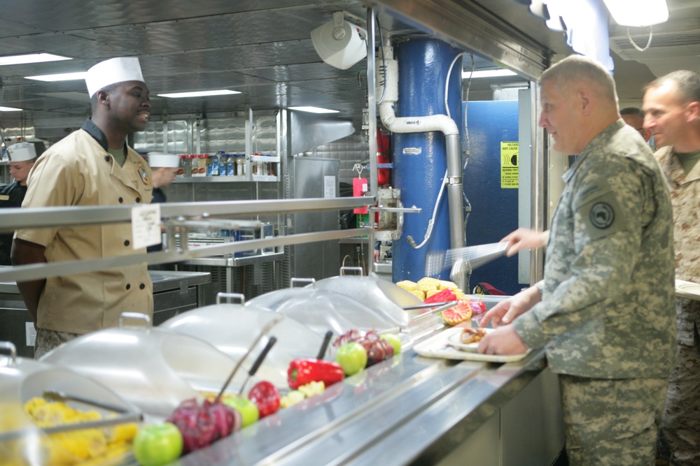 AFRICOM commanding general on the Iwo Jima chow line