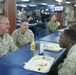 Commanding general and senior enlisted leader from 4th Marine Air Wing chat with Marines and sailors aboard the Iwo Jima during African Lion 2012