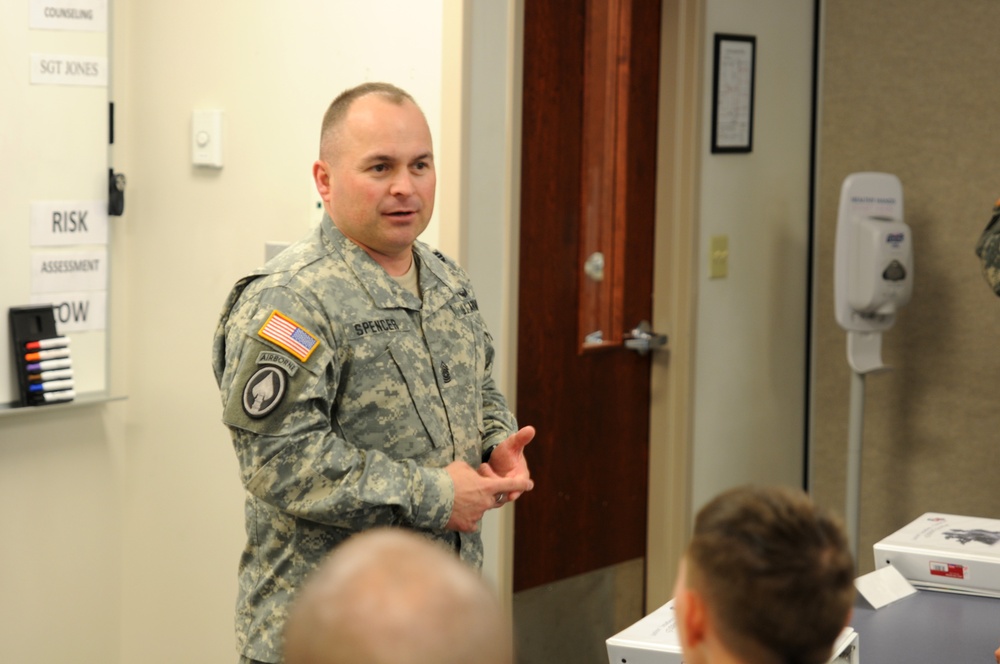 ASC command sergeant major speaks to 82nd SUS BDE senior enlisted