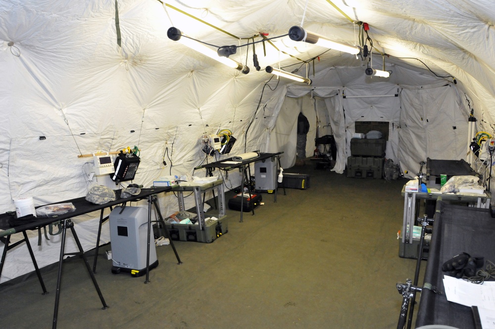 Medical team conducts live surgical field exercise