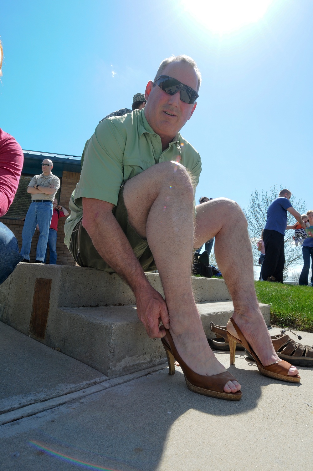 Idaho Guardsmen walk  in her shoes for a cause