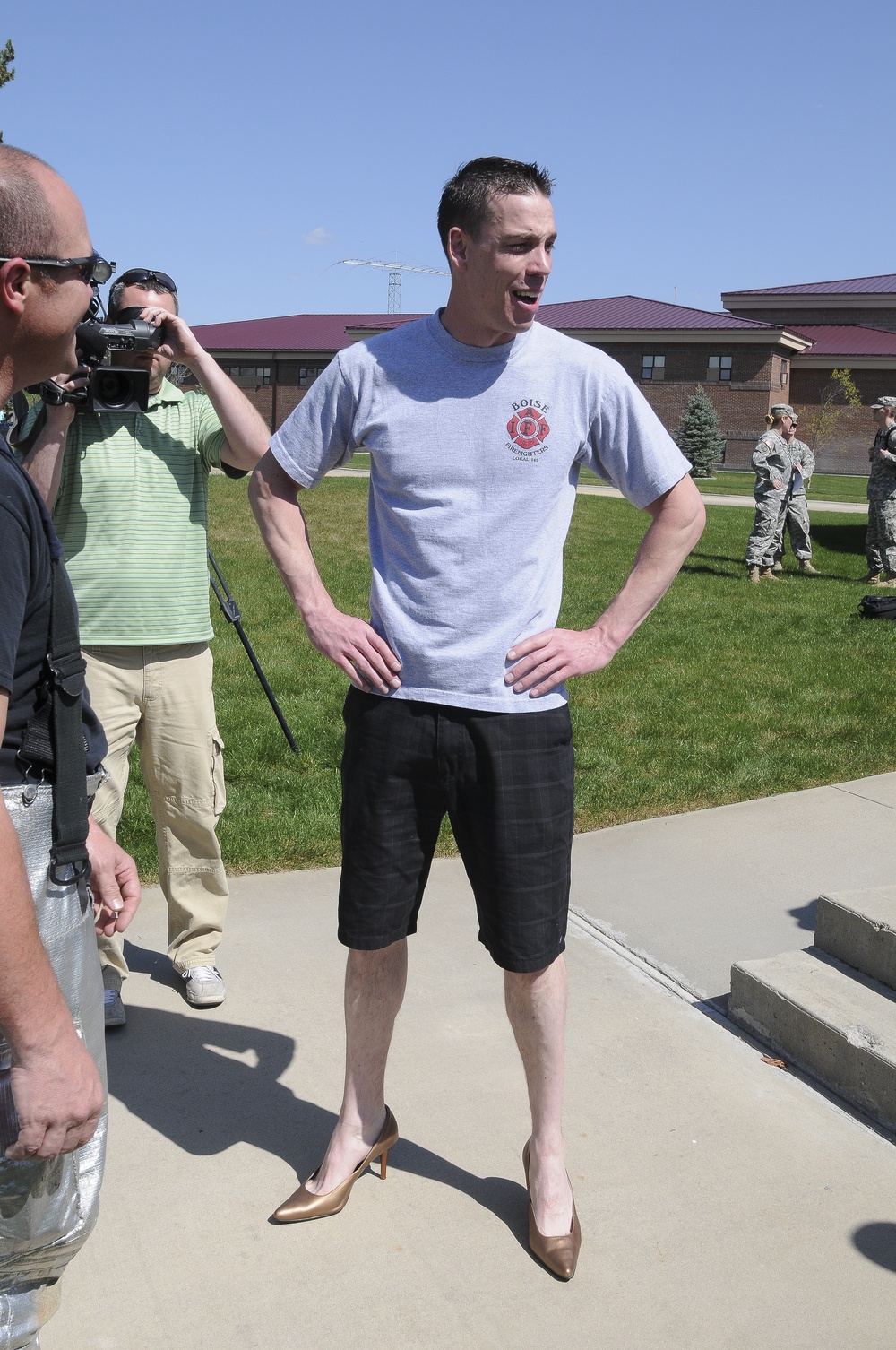 Idaho Guardsmen walk  in her shoes for a cause
