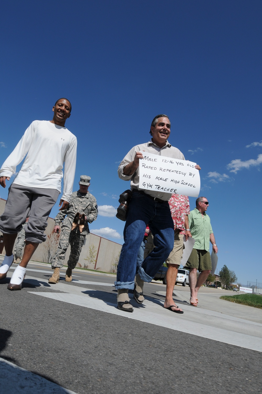 Idaho Guardsmen walk in her shoes for a cause
