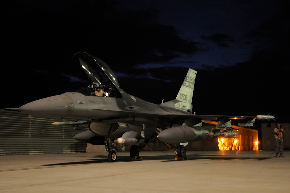 Preparing to launch an F-16 Fighting Falcon