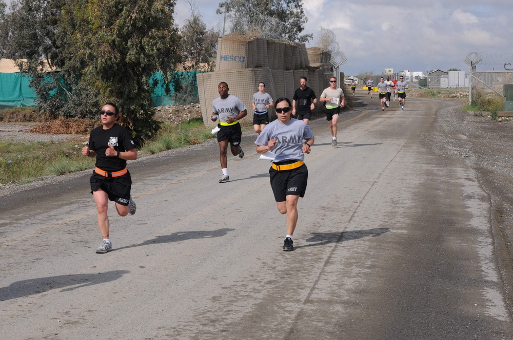Soldiers and civilians participate in the seventh annual Pat Tillman Run at FOB Salerno