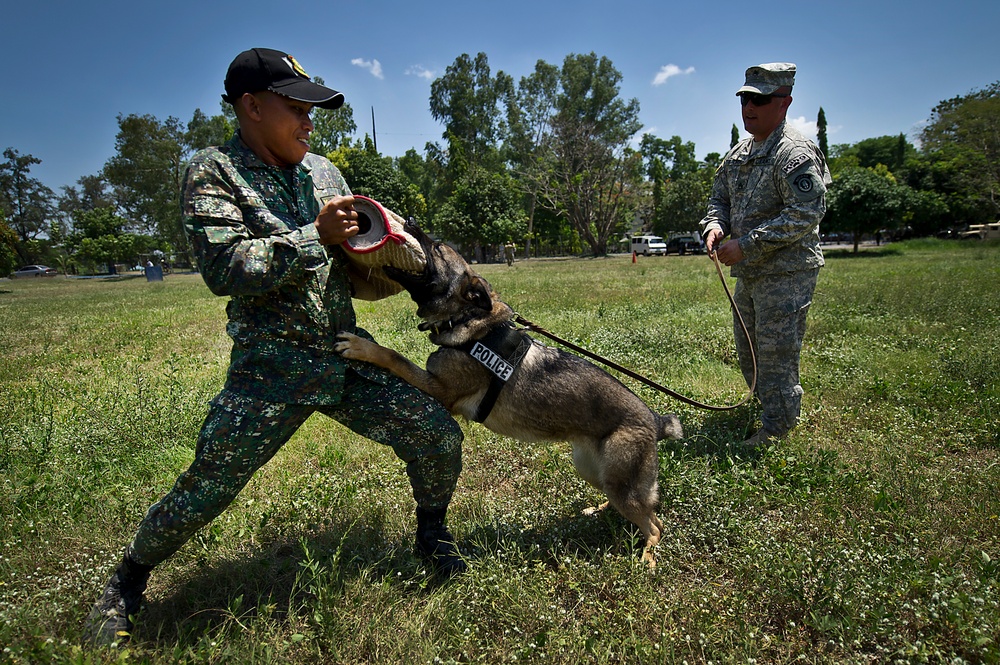 US and Philippine K-9 forces train together during Balikatan 2012