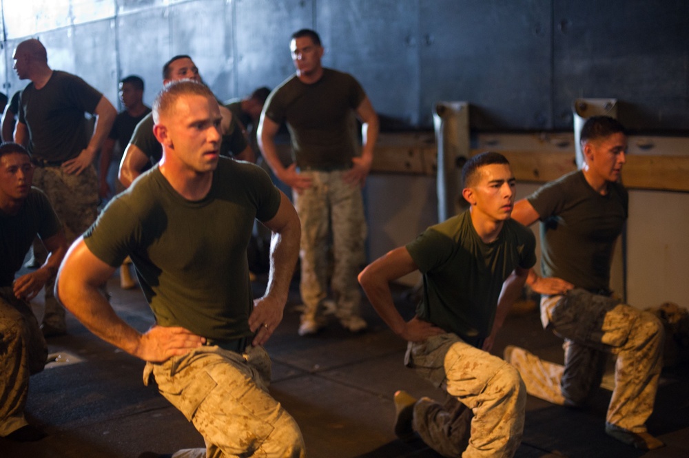 Marines grapple aboard USS Pearl Harbor