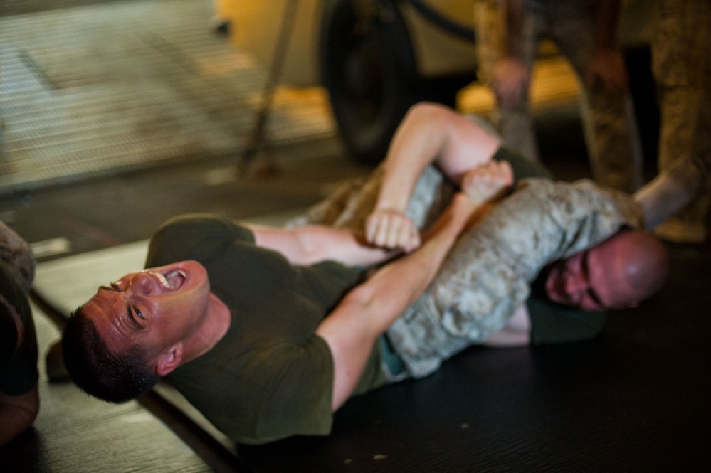 Marines grapple aboard USS Pearl Harbor